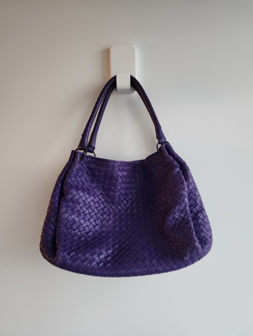 Bottega Veneta Purple Intrecciato Woven Leather Shoulder Tote Bag